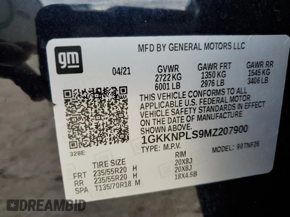 2021 GMC Acadia Denali with VIN 1GKKNPLS9MZ207900, listed as a Copart auction lot 44446035 with 13,846 mi miles and Salvage Title. Bid and sale history available at carsss.com. Image 13.