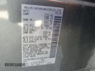 2018 Nissan Pathfinder S with VIN 5N1DR2MN3JC636447, listed as a Copart auction lot 48716635 with 124,556 mi miles and Non Repairable. Bid and sale history available at carsss.com. Image 14.