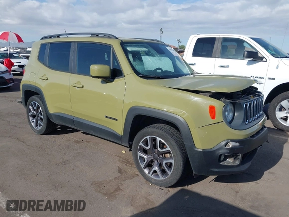 2015 Jeep Renegade Latitude with VIN ZACCJBBT7FPB35993, listed as a IAAI auction lot 42055165 with 65,413 mi miles. Bid and sale history available at carsss.com. Image 1.