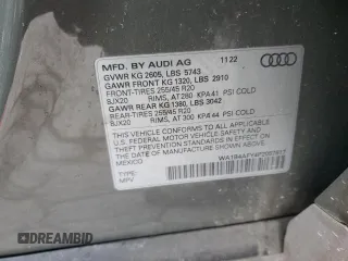 2023 Audi SQ5 Premium Plus with VIN WA1B4AFY4P2057617, listed as a Copart auction lot 49883695 with 34,522 mi miles and Salvage Title. Bid and sale history available at carsss.com. Image 13.