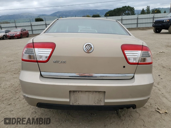 2006 Mercury Milan Premier with VIN 3MEFM08Z56R610100, listed as a Copart auction lot 48960835 with 0 mi miles and Salvage Title. Bid and sale history available at carsss.com. Image 6.
