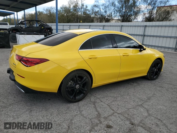 2020 Mercedes-Benz CLA 250 with VIN WDD5J4HB8LN038332, listed as a Copart auction lot 47602305 with 81,947 mi miles and Salvage title. Bid and sale history available at DreamBid. Image 3.