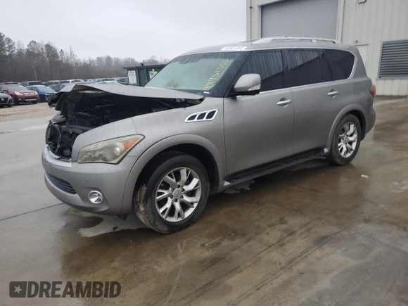 2012 Infiniti QX56 8-passenger with VIN JN8AZ2ND5C9715426, listed as a Copart auction lot 44951355 with 0 mi miles and Salvage Title. Bid and sale history available at carsss.com. Image 1.