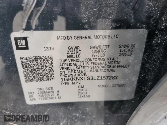 2020 GMC Acadia Denali with VIN 1GKKNXLS3LZ157283, listed as a Copart auction lot 52096255 with 93,641 mi miles and Salvage title. Bid and sale history available at DreamBid. Image 12.