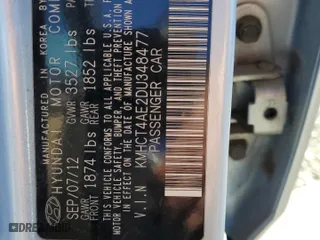 2013 Hyundai Accent GLS with VIN KMHCT4AE2DU348477, listed as a Copart auction lot 46368515 with 127,663 mi miles and Salvage Title. Bid and sale history available at carsss.com. Image 14.