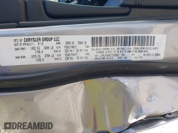 2014 Jeep Grand Cherokee Laredo with VIN 1C4RJFAG0EC289647, listed as a IAAI auction lot 41883914 with 176,501 mi miles and . Bid and sale history available at DreamBid. Image 9.