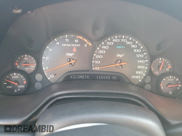 2003 Chevrolet Corvette with VIN 1G1YY22G435133247, listed as a Copart auction lot 85730074 with 115,143 mi miles and Salvage Title. Bid and sale history available at carsss.com. Image 9.