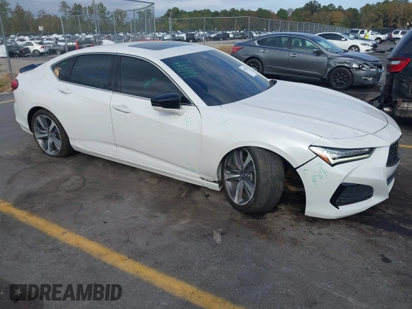 2021 Acura TLX w/Advance Package with VIN 19UUB5F60MA003776, listed as a IAAI auction lot 40692832 with 35,045 mi miles. Bid and sale history available at carsss.com. Image 1.