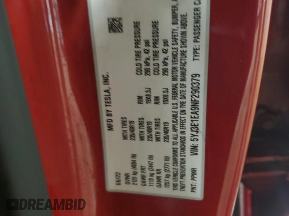 2022 Tesla Model 3 z VIN 5YJ3E1EA9NF290379, wystawiony jako Copart lot #58964045 z przebiegiem 132 105 mil mil oraz Czysty tytuł • Clean title. Historia ofert i sprzedaży dostępna na DreamBid. Obrazek 12.
