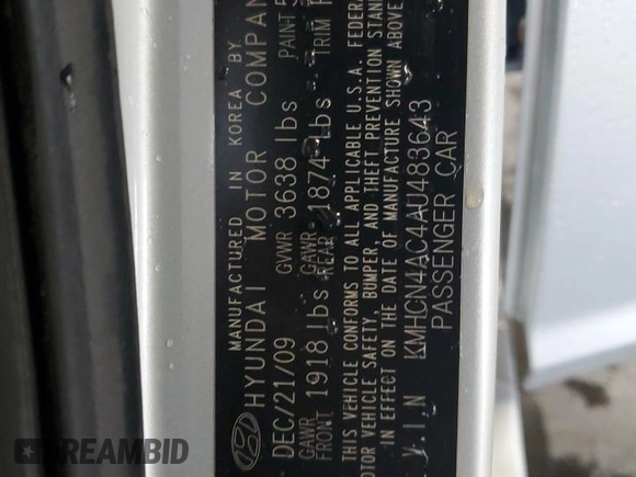 2010 Hyundai Accent GLS with VIN KMHCN4AC4AU483643, listed as a Copart auction lot 51972445 with 134,288 mi miles and Salvage Title. Bid and sale history available at carsss.com. Image 14.