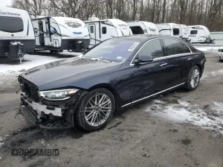 2022 Mercedes-Benz S S 580 with VIN W1K6G7GB2NA110383, listed as a Copart auction lot 88980035 with 77,332 mi miles and Salvage Title. Bid and sale history available at carsss.com. Image 1.