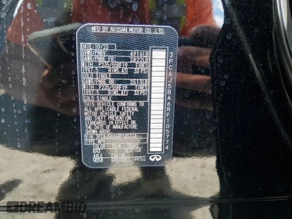 2024 Infiniti QX50 Luxe z VIN 3PCAJ5BA6RF105774, wystawiony jako Copart lot #44301445 z przebiegiem 2 532 mil mil oraz Szkoda całkowita • Salvage title. Historia ofert i sprzedaży dostępna na DreamBid. Obrazek 13.