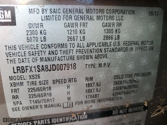 2018 Buick Envision Essence with VIN LRBFX1SA8JD007918, listed as a Copart auction lot 44656795 with 0 mi miles and Salvage Title. Bid and sale history available at carsss.com. Image 14.