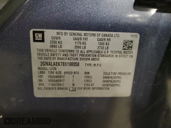 2014 Chevrolet Equinox LS with VIN 2GNALAEK7E6198058, listed as a Copart auction lot 48039435 with 170,395 mi miles and Salvage Title. Bid and sale history available at carsss.com. Image 15.