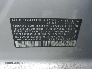2016 Volkswagen Golf GTI SE with VIN 3VW5T7AU1GM001735, listed as a Copart auction lot 55133774 with 48,277 mi miles and Salvage Title. Bid and sale history available at carsss.com. Image 14.