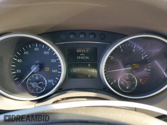 2007 Mercedes-Benz M 350 with VIN 4JGBB86E87A200743, listed as a Copart auction lot 49951635 with 184,036 mi miles and Salvage Title. Bid and sale history available at DreamBid. Image 9.