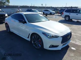2022 Infiniti Q60 Red Sport 400 with VIN JN1FV7LK8NM660646, listed as a IAAI auction lot 41330119 with 13,679 mi miles and . Bid and sale history available at DreamBid. Image 1.