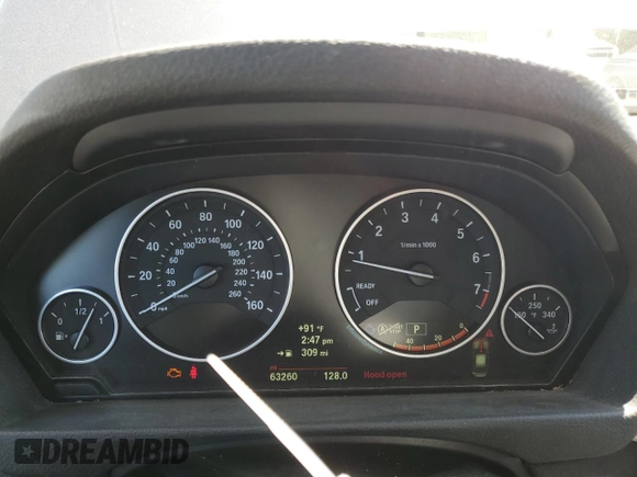 2014 BMW 3 Series 320i with VIN WBA3B1C54EK132952, listed as a Copart auction lot 63653435 with 63,260 mi miles and Salvage title. Bid and sale history available at DreamBid. Image 9.