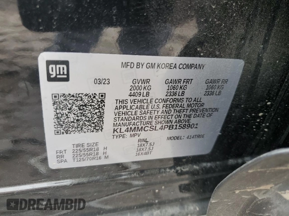 2023 Buick Encore GX Preferred with VIN KL4MMCSL4PB158901, listed as a Copart auction lot 50545385 with 24,821 mi miles and Salvage title. Bid and sale history available at DreamBid. Image 14.