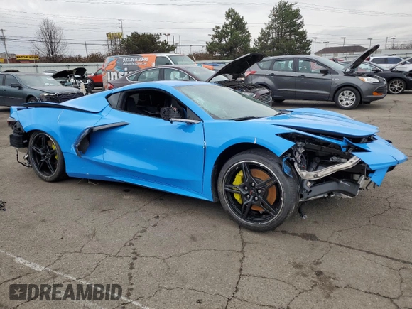 2022 Chevrolet Corvette 2LT with VIN 1G1YB2D45N5121874, listed as a Copart auction lot 44757845 with 2,047 mi miles and Salvage Title. Bid and sale history available at carsss.com. Image 4.