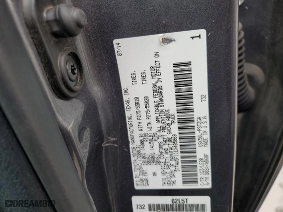 2014 Toyota Tundra 4WD Truck Platinum with VIN 5TFAW5F11EX405069, listed as a Copart auction lot 45739145 with 122,993 mi miles and Salvage Title. Bid and sale history available at carsss.com. Image 13.
