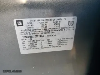 2013 Chevrolet Equinox LT with VIN 2GNFLDE33D6218952, listed as a Copart auction lot 87868125 with 69,802 mi miles and Salvage Title. Bid and sale history available at carsss.com. Image 13.
