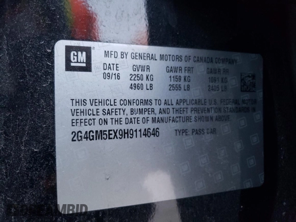 2017 Buick Regal with VIN 2G4GM5EX9H9114646, listed as a Copart auction lot 87175084 with 0 mi miles and Salvage Title. Bid and sale history available at carsss.com. Image 12.