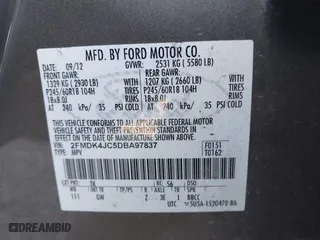 2013 Ford Edge SEL with VIN 2FMDK4JC5DBA97837, listed as a IAAI auction lot 41549296 with 128,943 mi miles. Bid and sale history available at carsss.com. Image 9.