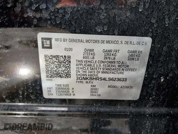2020 Chevrolet Blazer LT with VIN 3GNKBHRS4LS623633, listed as a Copart auction lot 46491765 with Not provided miles and Salvage title. Bid and sale history available at DreamBid. Image 13.