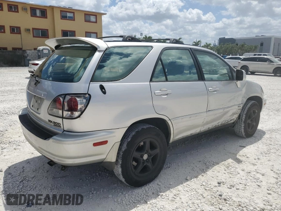 2001 Lexus RX 300 with VIN JTJHF10U910208161, listed as a Copart auction lot 53877765 with 213,286 mi miles and Salvage Title. Bid and sale history available at carsss.com. Image 3.