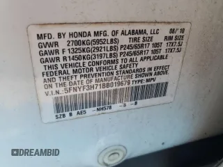 2011 Honda Pilot EX-L with VIN 5FNYF3H71BB019679, listed as a Copart auction lot 51613495 with 227,018 mi miles and Clean Title. Bid and sale history available at DreamBid. Image 12.