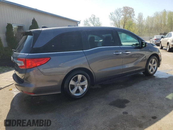2019 Honda Odyssey EX-L with VIN 5FNRL6H77KB040597, listed as a Copart auction lot 53573445 with 110,024 mi miles and Salvage Title. Bid and sale history available at DreamBid. Image 3.