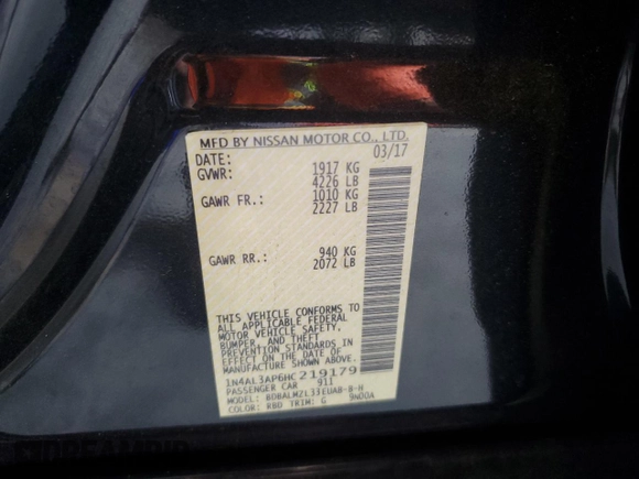 2017 Nissan Altima S z VIN 1N4AL3AP6HC219179, wystawiony jako Copart lot #55470485 z przebiegiem 101 186 mil mil oraz Szkoda całkowita • Salvage title. Historia ofert i sprzedaży dostępna na DreamBid. Obrazek 12.