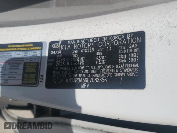2014 Kia Soul + with VIN KNDJP3A59E7083356, listed as a Copart auction lot 48761685 with 57,386 mi miles and Salvage Title. Bid and sale history available at carsss.com. Image 14.