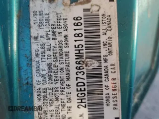 1991 Honda Civic z VIN 2HGED7366MH518166, wystawiony jako Copart lot #87556605 z przebiegiem Nie podano mil oraz Szkoda całkowita • Salvage title. Historia ofert i sprzedaży dostępna na DreamBid. Obrazek 12.