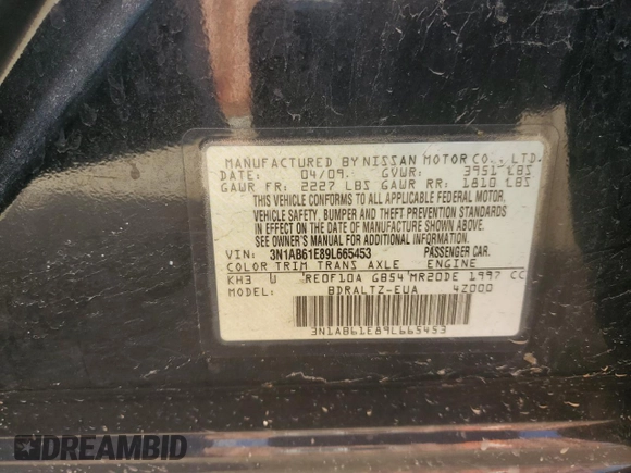 2009 Nissan Sentra FE+ with VIN 3N1AB61E89L665453, listed as a Copart auction lot 51113165 with 101,515 mi miles and Salvage Title. Bid and sale history available at DreamBid. Image 14.