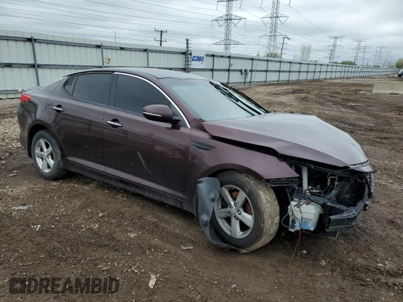 2015 Kia Optima LX with VIN 5XXGM4A75FG484776, listed as a Copart auction lot 55661635 with Not provided miles and Salvage title. Bid and sale history available at DreamBid. Image 4.