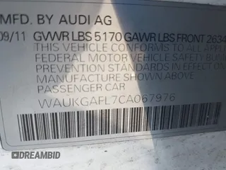 2012 Audi S4 Prestige with VIN WAUKGAFL7CA067976, listed as a IAAI auction lot 41815102 with 141,985 mi miles. Bid and sale history available at carsss.com. Image 9.