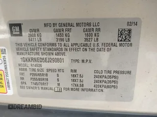 2014 GMC Acadia SLE with VIN 1GKKRNED5EJ290801, listed as a IAAI auction lot 41697380 with Not Provided miles and . Bid and sale history available at carsss.com. Image 9.