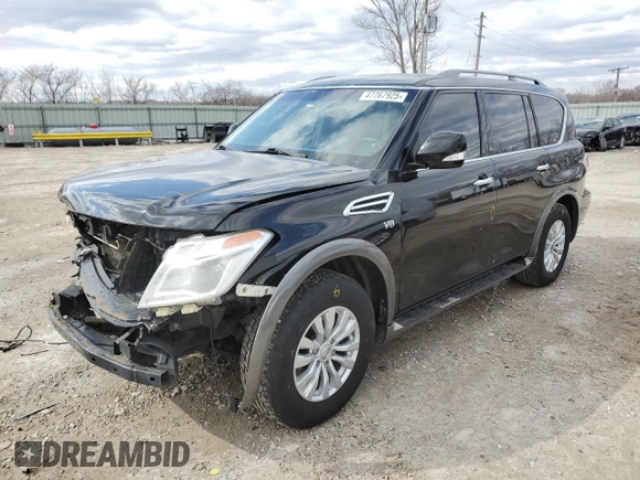 2017 Nissan Armada SV with VIN JN8AY2ND5H9007347, listed as a Copart auction lot 47767925 with 186,540 mi miles and Salvage Title. Bid and sale history available at carsss.com. Image 1.