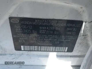 2013 Hyundai Sonata Limited with VIN 5NPEC4AC2DH577389, listed as a IAAI auction lot 42144592 with 145,327 mi miles and . Bid and sale history available at carsss.com. Image 9.