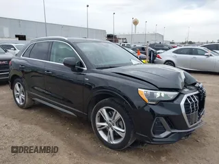 2020 Audi Q3 S line Premium with VIN WA1DECF34L1088002, listed as a IAAI auction lot 41332352 with 41,196 mi miles. Bid and sale history available at carsss.com. Image 1.