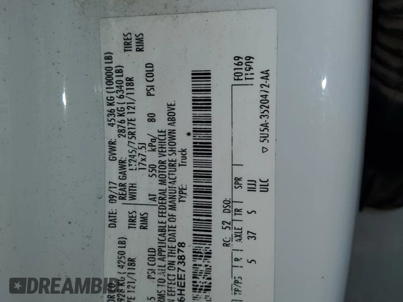 2017 Ford F-250 XL z VIN 1FT7W2A66HEE73878, wystawiony jako Copart lot #88638885 z przebiegiem Nie podano mil oraz Szkoda całkowita • Salvage title. Historia ofert i sprzedaży dostępna na DreamBid. Obrazek 13.