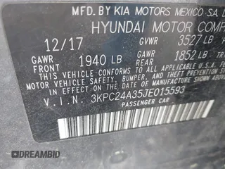 2018 Hyundai Accent SE with VIN 3KPC24A35JE015593, listed as a IAAI auction lot 41973931 with 119,135 mi miles and . Bid and sale history available at carsss.com. Image 9.