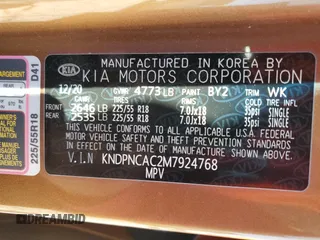 2021 Kia Sportage EX with VIN KNDPNCAC2M7924768, listed as a Copart auction lot 57914625 with 25,798 mi miles and Salvage title. Bid and sale history available at DreamBid. Image 13.