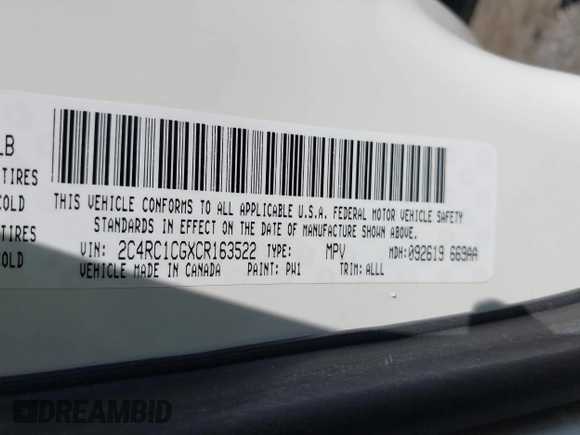 2012 Chrysler Town & Country Touring L with VIN 2C4RC1CGXCR163522, listed as a IAAI auction lot 41923296 with 218,342 mi miles and . Bid and sale history available at DreamBid. Image 9.