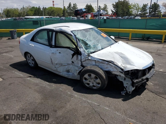 2009 Kia Spectra LX with VIN KNAFE221995630318, listed as a Copart auction lot 55817285 with Not provided miles and Non repairable. Bid and sale history available at DreamBid. Image 4.