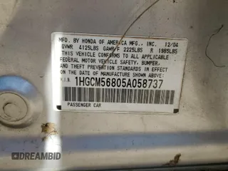 2005 Honda Accord EX-L z VIN 1HGCM56805A058737, wystawiony jako Copart lot #52668435 z przebiegiem 201 232 mil mil oraz Czysty tytuł • Clean title. Historia ofert i sprzedaży dostępna na DreamBid. Obrazek 12.