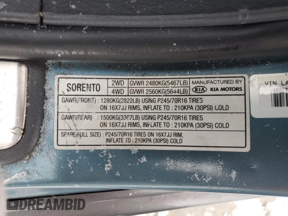 2003 Kia Sorento LX with VIN KNDJC733135076683, listed as a Copart auction lot 45785365 with 0 mi miles and Salvage Title. Bid and sale history available at carsss.com. Image 13.