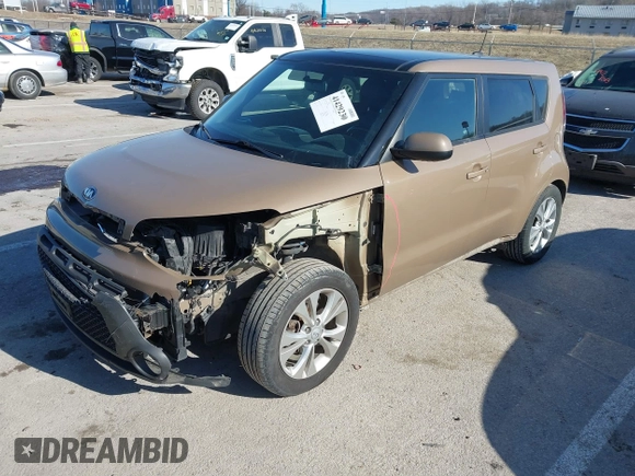 2015 Kia Soul + with VIN KNDJP3A55F7189756, listed as a IAAI auction lot 41429230 with 114,049 mi miles. Bid and sale history available at carsss.com. Image 2.